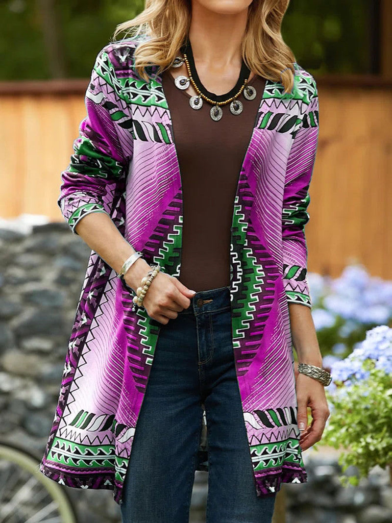 Women's Ethnic Long Sleeve Cardigan Top